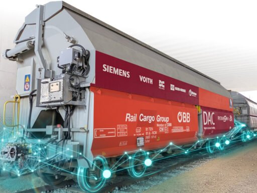 Nákladní vlak ÖBB Rail Cargo Group vybavený digitálními automatickými spřáhly Knorr-Bremse DAC během pilotního projektu