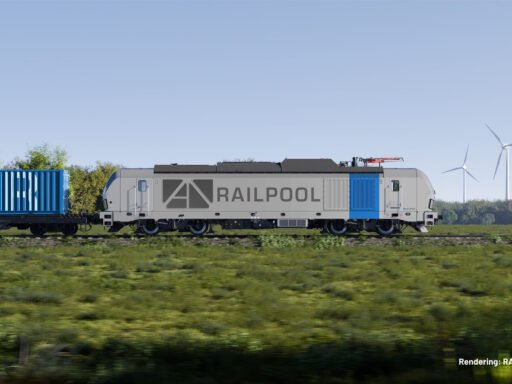 Vizualizace lokomotivy Siemens Vectron X Dual Mode v barvách společnosti Railpool